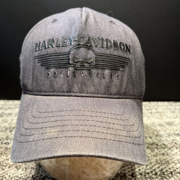 Harley-Davidson Silicone Skull Stretch Baseball Cap S/M Charcoal (99428-18VM) - Picture 1 of 12